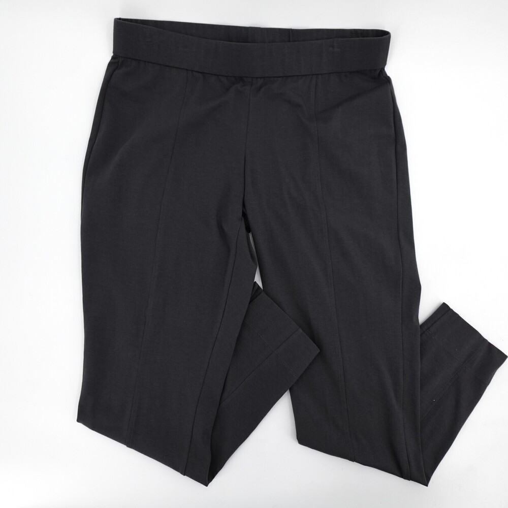 Eileen Fisher Pants Womens Large Pull On Charcoal Gray Elastic Waist Made USA